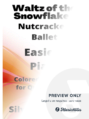 Waltz of the Snowflakes Nutcracker Ballet Easiest Piano Sheet Music with Colored Notation by SilverTonalities - Sheet Music