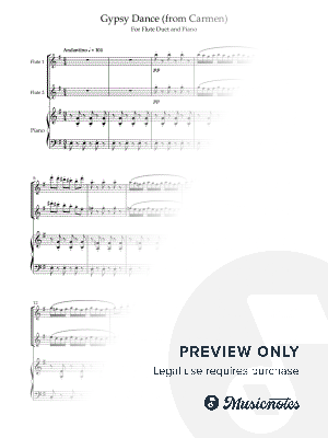  "Gypsy Dance" (From Bizet's Carmen). For Flute Duet and Piano