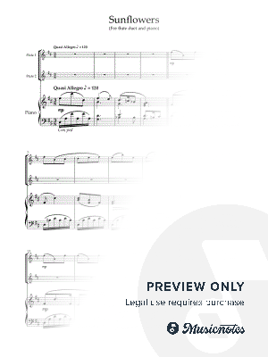  "Sunflowers" Flute Duet and Piano- Intermediate