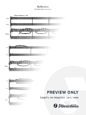 "Reflection" Flute Duet and Piano- early Intermediate