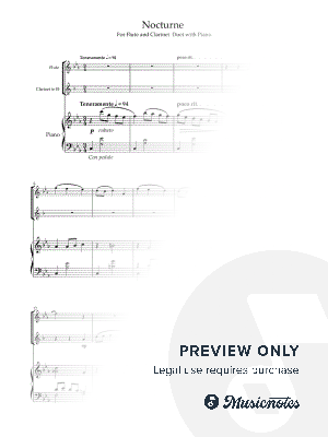 Nocturne. Original For Flute and Clarinet Duet with Piano by Grant Horsley - Sheet Music