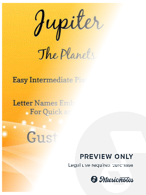 Jupiter the Planets Easy Intermediate Piano Sheet Music