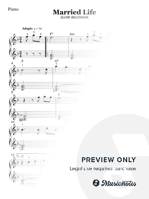 Married Life (SLOW BEGINNER PIANO)