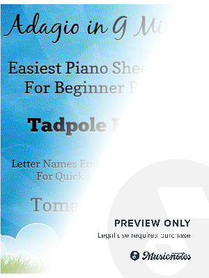Adagio in G Minor Beginner Piano Sheet Music 2nd Edition by SilverTonalities - Sheet Music