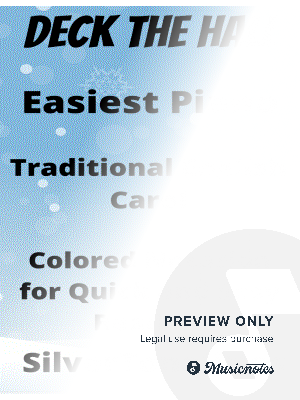 Deck the Hall Easy Elementary Piano Sheet Music with Colored Notation