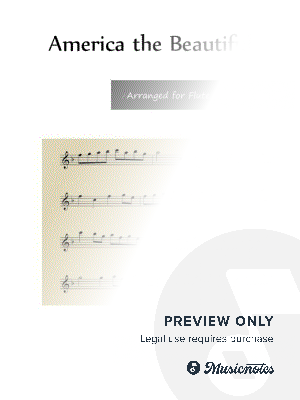 America the Beautiful - Flute Solo with Guitar Chords by Lynette Auberjeunois - Sheet Music