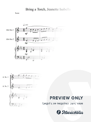 Bring a Torch, Jeanette Isabella (Alto Sax Duet with Piano Accompaniment)