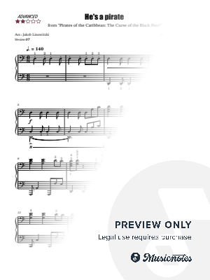 He's a Pirate - Piano Cover for Advanced (2/5) - version 07 by piano-arrangements | Jakob Linowitzki - Sheet Music