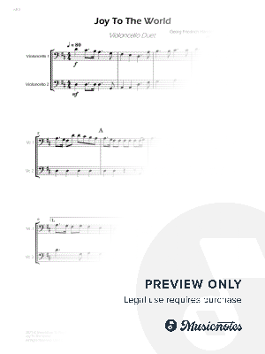 Joy To The World - Cello Duet (Full Score and Parts)