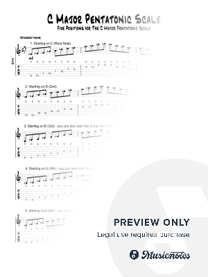 C Major Pentatonic Scale (Five Positions)