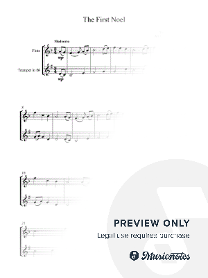 The First Noel - Traditional Christmas Carol - Easy Flute & Trumpet duet by Charlene Elisha Gregory - Sheet Music