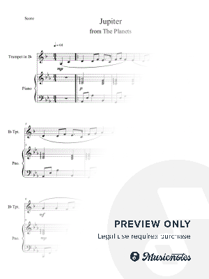  Jupiter (from The Planets) for Trumpet Solo with Piano Accompaniment by B. C. Dockery - Sheet Music