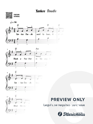 Yankee Doodle | Easy Piano Sheet Music| Children's Song | Easy Arrangement | Lyrics, Fingering, Chords Included | Beginner...