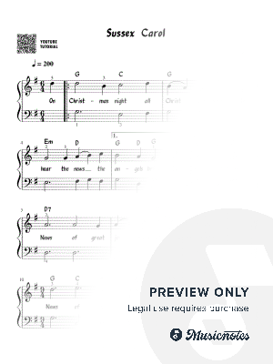 Sussex Carol | Easy Piano | Christmas Carol | Simplified Arrangement for Beginner Pianists | Simple Sheet Music | Lyrics, Fingering, Chords Included | Beginner Version | Piano | Keyboard | Easy Arrangement | Video Tutorial | Holiday Carol Song