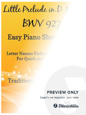 Little Prelude in D Minor Bwv 926 Easy Piano Sheet Music