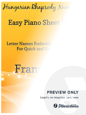 Hungarian Rhapsody Number 2 Easy Piano Sheet Music