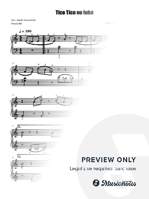 TICO TICO NO FUBÁ (Abreu) - Piano Cover for Beginner (3/5) - version 02 by piano-arrangements | Jakob Linowitzki - Sheet M...