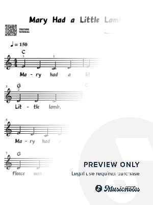 Mary Had a Little Lamb | Children's Song | Very Easy Arrangement | Letter Notes, Lyrics, Fingering, Chords Included | Beginner Version | Piano | Keyboard | Simple Sheet Music | Video Tutorial | Songs for Kids