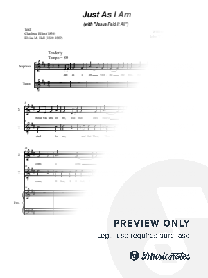 Just As I Am (with "Jesus Paid It All") (Duet for Soprano and Tenor solo) by Stephen DeCesare - Sheet Music