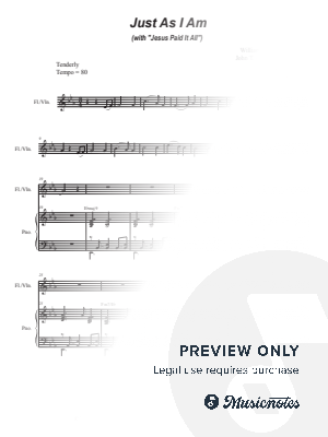 Just As I Am (with "Jesus Paid It All") (Flute or Violin solo and Piano) by Stephen DeCesare - Sheet Music