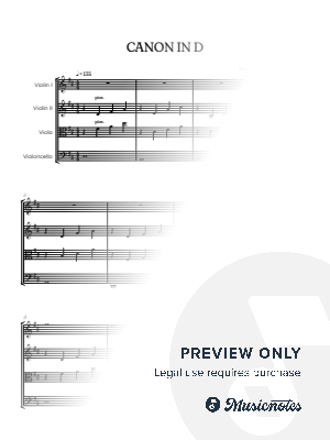 Pachelbel • Canon in D • string quartet sheet music • violin, viola & cello by Benzaiten Editions - Sheet Music