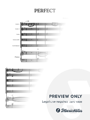 Ed Sheeran • Perfect • string quintet sheet music • violin, viola, cello & contrabass w/ piano accompaniment [chords]