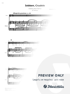 Sebben, Crudele - Voice and Piano - E minor (Full Score and Parts)