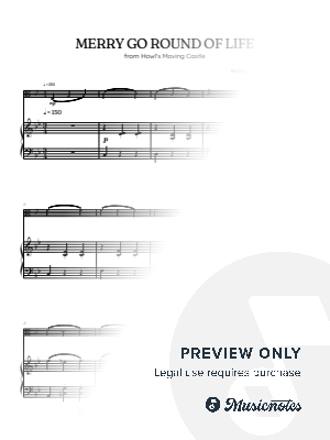 Joe Hisaishi • Howl's Moving Castle | Studio Ghibli • Merry-Go Round of Life • viola sheet music w/ piano accompaniment by...