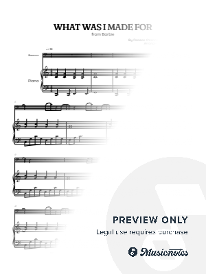 Billie Eilish • What Was I Made For? from Barbie • bassoon sheet music with piano accompaniment