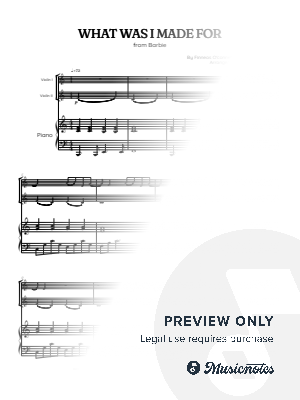 Billie Eilish • What Was I Made For? from Barbie • violin duet sheet music w/ piano accompaniment