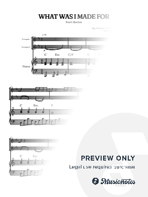 Billie Eilish • What Was I Made For? from Barbie • trumpet duet sheet music w/ piano accompaniment [chords]