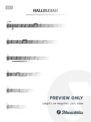 Cohen • Hallelujah from Shrek Soundtrack • violin sheet music