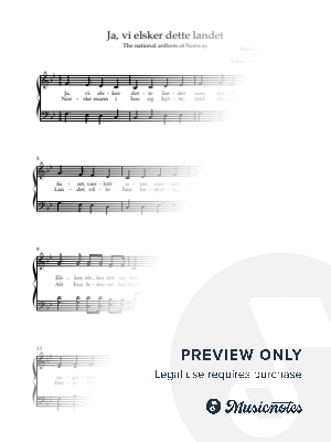 Ja, vi elsker dette landet - The national anthem of Norway by Kåre Øgreid - Sheet Music