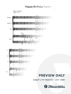 Happy Birthday Canon (SSA) by Stephen DeCesare - Sheet Music