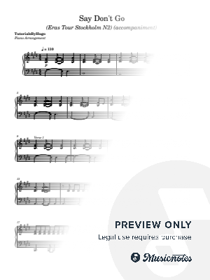 Say Don't Go (Eras Tour Stockholm N2) [accompaniment] by TutorialsByHugo - Sheet Music