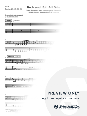 Rock and Roll All Nite by Jared Plane - Sheet Music