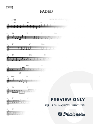 Alan Walker • Faded • oboe sheet music [chords]