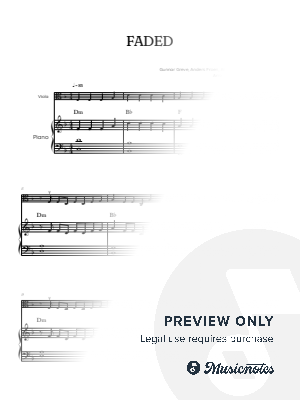 Alan Walker • Faded • viola sheet music w/ piano accompaniment [chords]