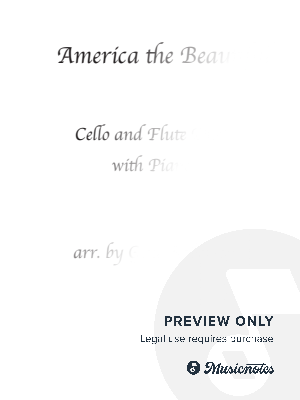 America the Beautiful Cello Flute duet by Gene Roberson - Sheet Music