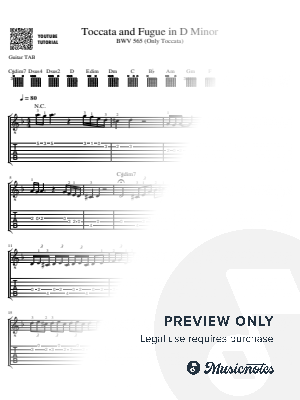 Toccata and Fugue in D Minor (BWV 565) (Only Toccata) - Johann Sebastian Bach [GUITAR TAB]