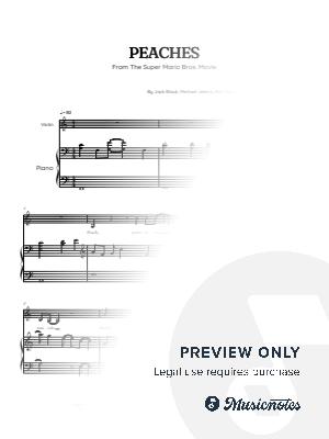 Peaches from The Super Mario Bros Movie | violin sheet music w/ piano accompaniment by Benzaiten Editions - Sheet Music