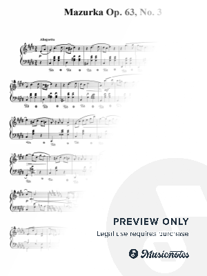 Mazurka Op. 63, No. 3 - Frédéric Chopin by Nivek Piano - Sheet Music