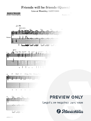 Friends Will Be Friends - Electric Guitar transcription (Live at wembley 86)