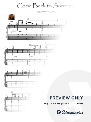 Come Back to Sorrento classical guitar solo by Museus - Sheet Music
