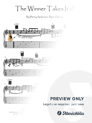 The Winner Takes It All guitar solo score