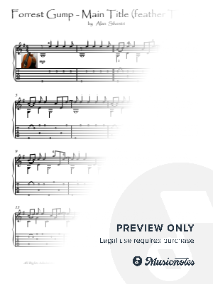 Forrest Gump - Main Title (feather Theme) classical guitar solo score