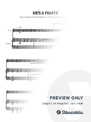 He's a Pirate • Pirates of the Caribbean | flute sheet music w/ piano accompaniment by Benzaiten Editions - Sheet Music