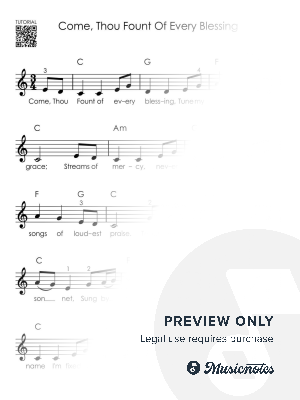 Come Thou Fount of Every Blessing - Piano Tutorial for Beginners I Easy Hymn Sheet Music by Alicja Urbanowicz - Sheet Music