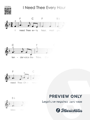 I Need Thee Every Hour - Piano Tutorial for Beginners I Easy Hymn Sheet Music
