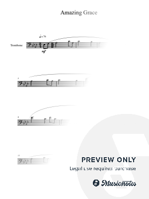  Amazing Grace for solo trombone by B. C. Dockery - Sheet Music